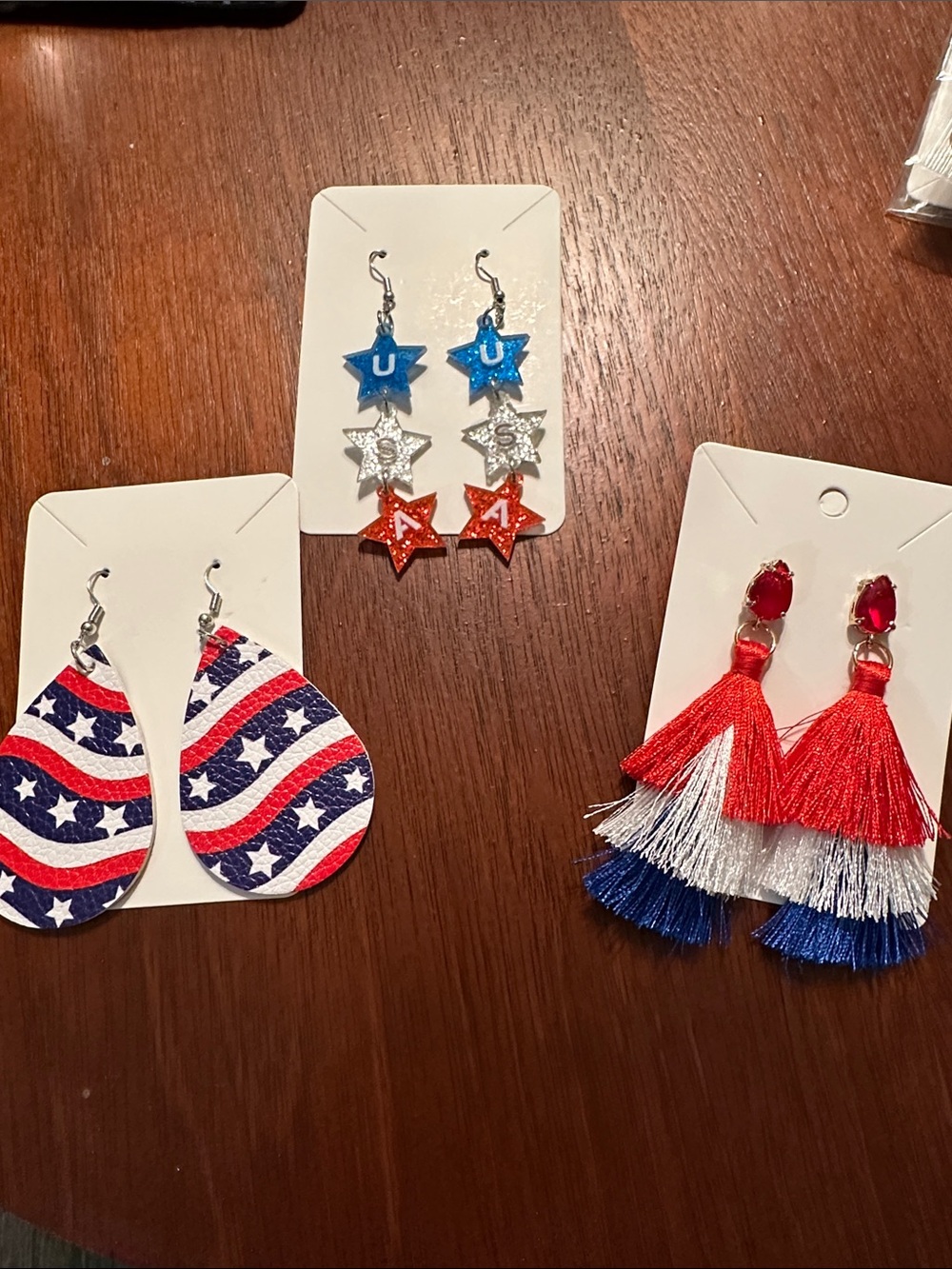 Trio of Red, White & Blue Earrings Patriotic